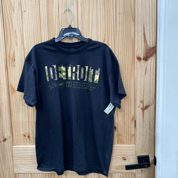 MENS DETRIOT LIONS BLK/CAMO T-SHIRT L NWT