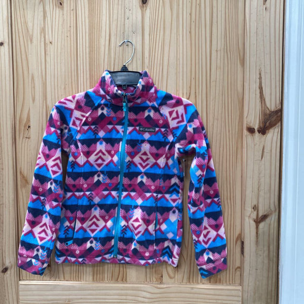 GIRLS COLUMBIA FLEECE JACKET PINK/BLUE M 10/12