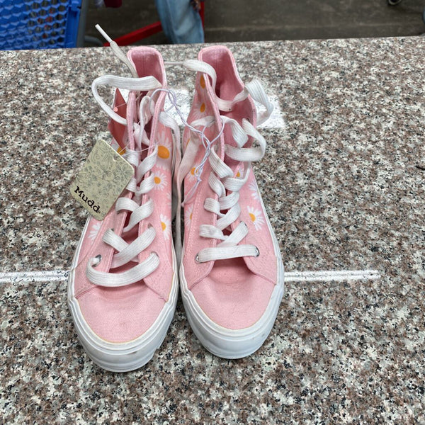 GIRLS MUDD HIGH TOP SHOES PINK W/SUFLOWERS 5 NWT