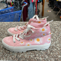 GIRLS MUDD HIGH TOP SHOES PINK W/SUFLOWERS 5 NWT