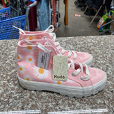 GIRLS MUDD HIGH TOP SHOES PINK W/SUFLOWERS 5 NWT