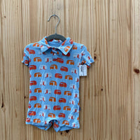 BOYS KICKEE PANTS LT BLUE ROMPER W/VANS 3/6M