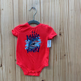 BOYS UNDER ARMOUR ONESIE CORAL/NAVY BLUE W/SHARK 6/9M
