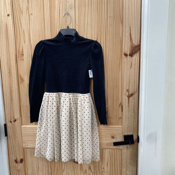 GIRLS GAP KIDS TAUPE/BLK DRESS W/DOTS XL 14