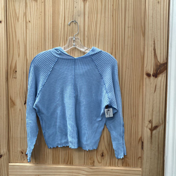 GIRLS BKE LT BLUE LS HOODED SHIRT XL 14
