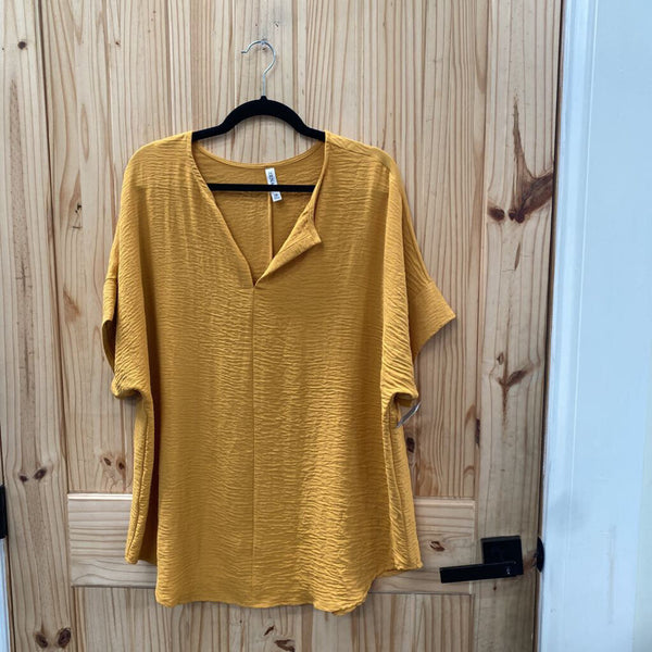 WOMENS ZENANA MUSTARD CASUAL TOP 1X