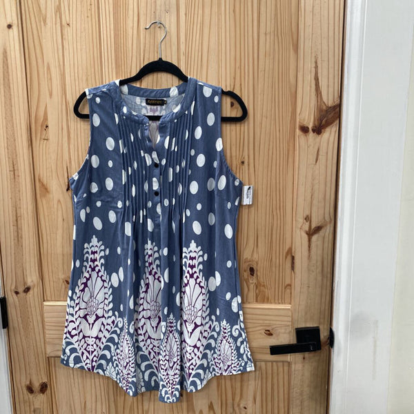 WOMENS REBORN LT TEAL DRESS/TOP W/WHITE DOTS XL