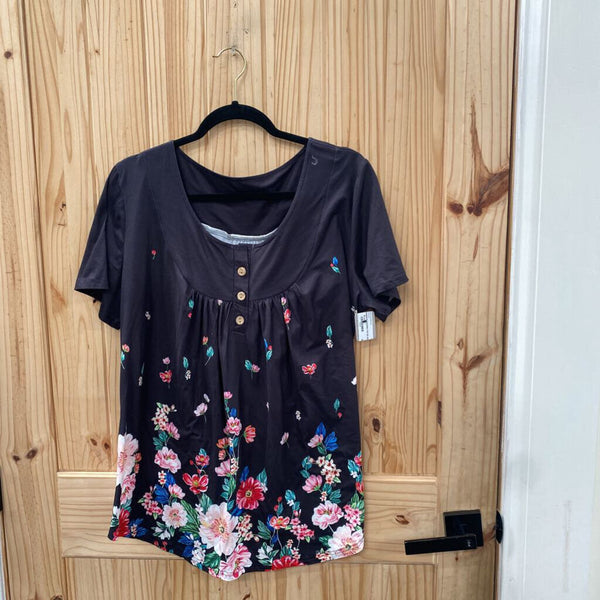 WOMENS BLK FLORAL TOP 2XL