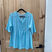 WOMENS SKY BLUE/WHITE/YELLOW SHIRT XXL