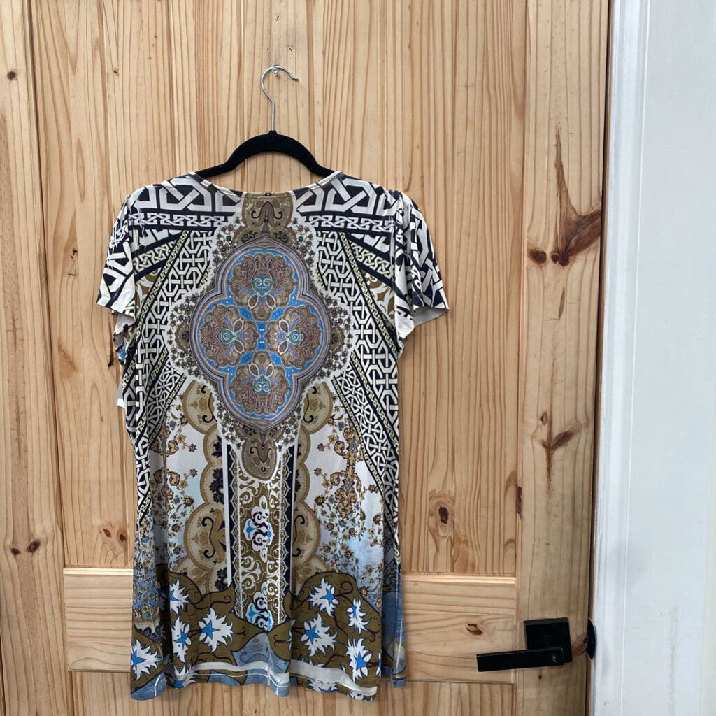 WOMENS DRESS BARN CASUAL TOP TAUPE/BLK 1X