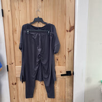 WOMENS ZENANA 2PC SET CHARCOAL GREY 2X