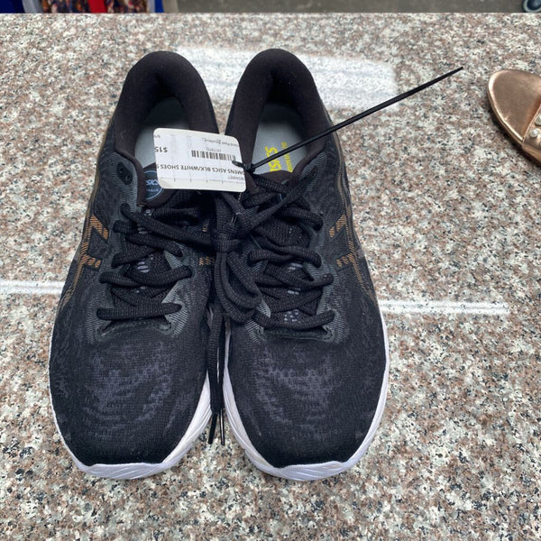 WOMENS ASICS BLK/WHITE SHOES 9
