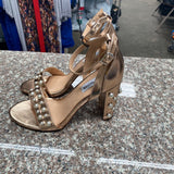 WOMENS STEVE MADDEN GOLD HEELS W/PEARLS 9 NEW