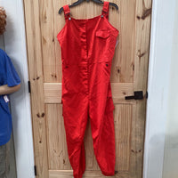 WOMENS RED OVERALLS SIZE LARGE