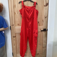 WOMENS RED OVERALLS SIZE LARGE