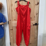 WOMENS RED OVERALLS SIZE LARGE