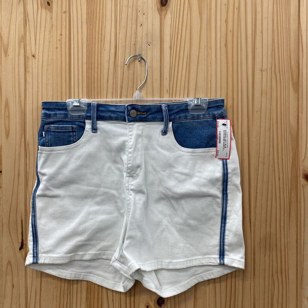 WOMENS JUDY BLUE WHITE/DENIM SHORTS L