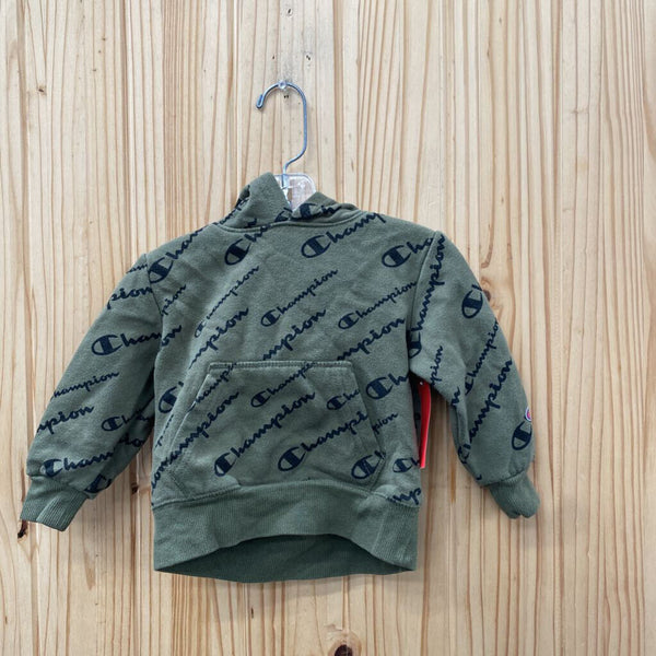 BOYS CHAMPION OLIVE GREEN/BLK HOODIE 24M
