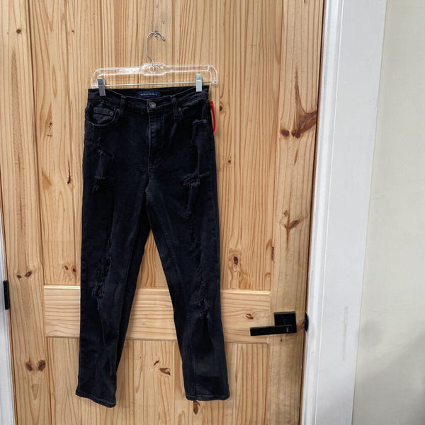 WOMENS AEROPOSTALE BLK DENIM DIST. JEANS 2R