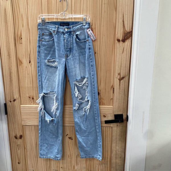 WOMENS AEROPOSTALE LT DENIM DIST. JEANS 4 REGULAR