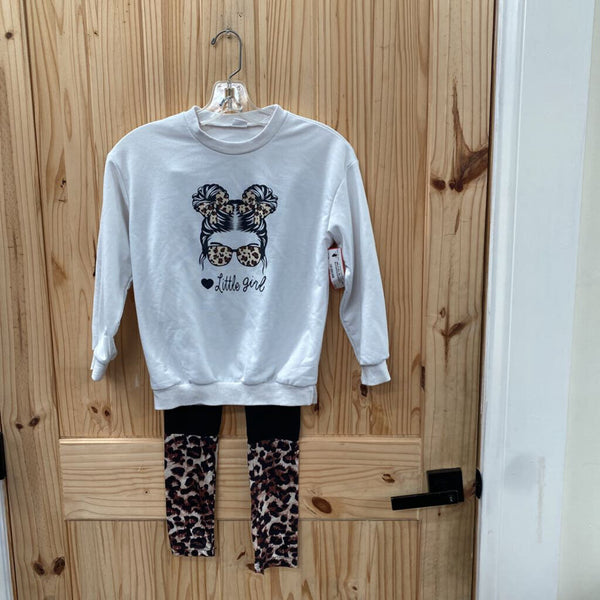 GIRLS 2PC SET LITTLE GIRLS BLK/WHITE/LEOPARD 8