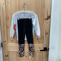 GIRLS 2PC SET LITTLE GIRLS BLK/WHITE/LEOPARD 8