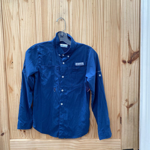 BOYS COLUMBIA LS BLUE SHIRT M 10/12