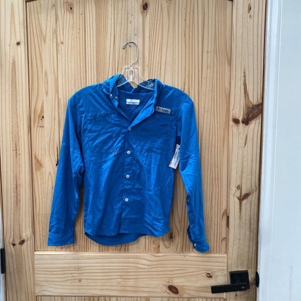 BOYS COLUMBIA LS CYAN SHIRT M 10/12