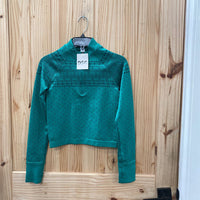 WOMENS DSG LS SWEATER CROP TOP GREEN/BLK XS NWT