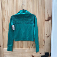 WOMENS DSG LS SWEATER CROP TOP GREEN/BLK XS NWT