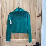 WOMENS DSG LS SWEATER CROP TOP GREEN/BLK XS NWT
