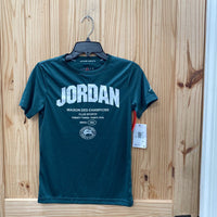 BOYS JORDAN SHIRT DK GREEN/WHITE M 10/12 NWT
