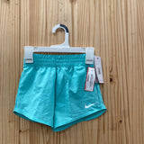 GIRLS NIKE AQUA/WHITE SHORTS XS 4 NWT