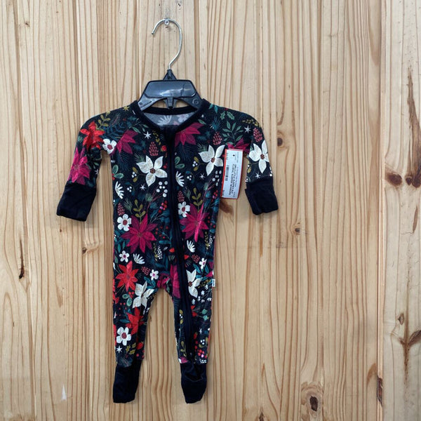 GIRLS LITTLE SLEEPIES BLK FLORAL SLEEPER NEWBORN