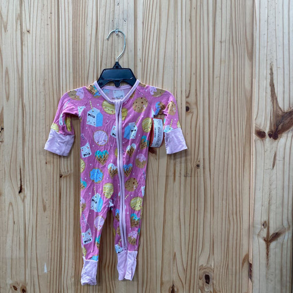 GIRLS LITTLE SLEEPIES PINK SLEEPER W/MILK/PANCAKES NEWBORN