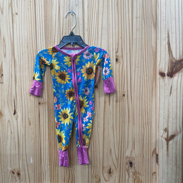 GIRLS LITTLE SLEEPIES TEAL FLORAL SLEEPER NEWBORN