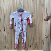 GIRLS LT PINK SLEEPR W/DANCERS 0/3M