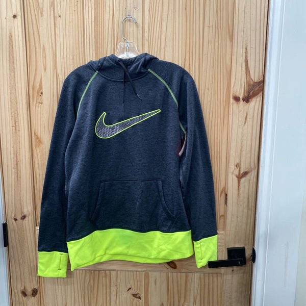 NIKE HOODIE CHARCOAL GREY/NEON GREEN L