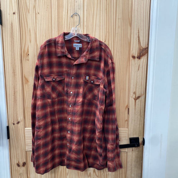 MENS CARHARTT PLAID LS BUTTON UP SHIRT 2XL