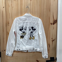 WOMENS GAP DISNEY WHITE DENIM AJCKET W/MINNIE MOUSE/MICKEY M