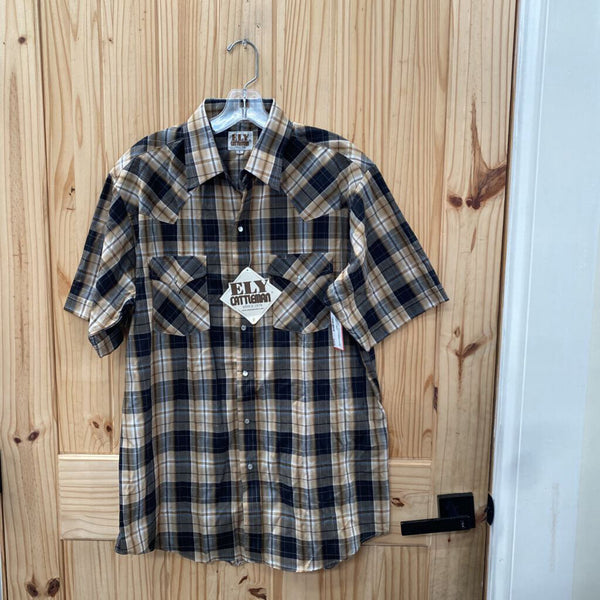 MENS ELY CATTLEMAN PLAID SHIRT L NWT
