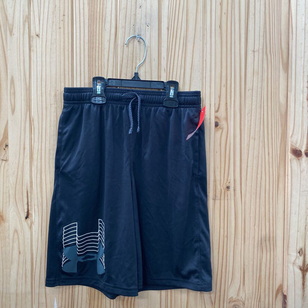 BOYS UNDER ARMOUR SHORTS BLK/WHITE YLG 12