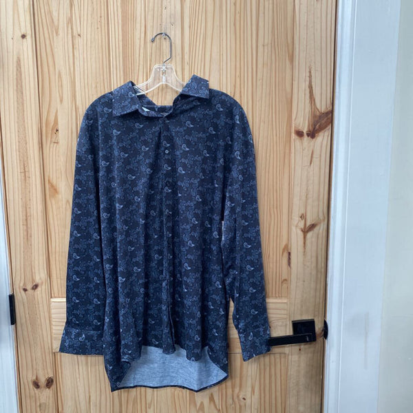 MENS STACY ADAMS BLUE LS PAISLEY DESIGN SHIRT 2XL