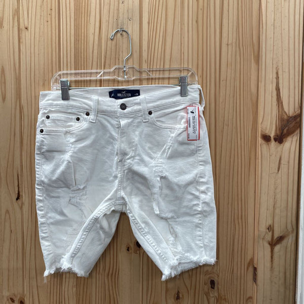 MENS HOLLISTER WHITE DENIM DIST. SHORTS 30