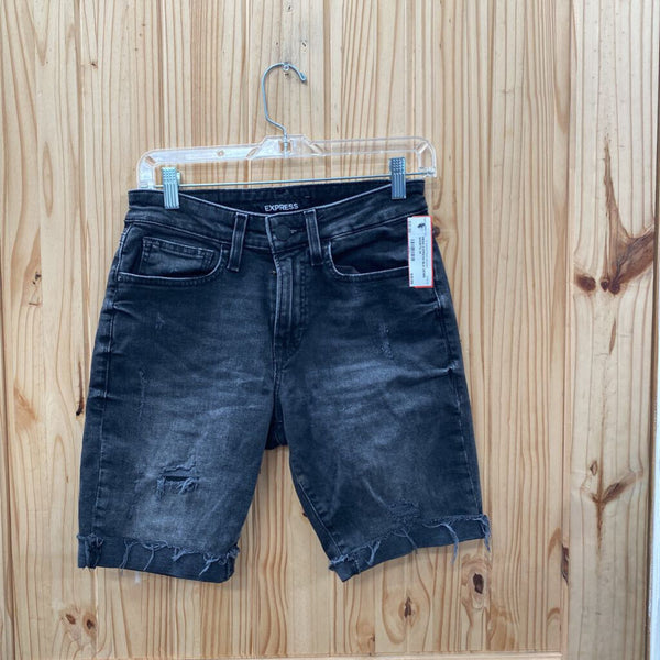 MENS EXPRESS BLK DENIM SHORTS 28