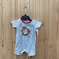 BOYS LT GREY ROMPER W/BASEBALL/GLOVE 3M