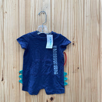 BOYS CARTERS NAVY BLUE ROMPER W/DINO 3M NWT