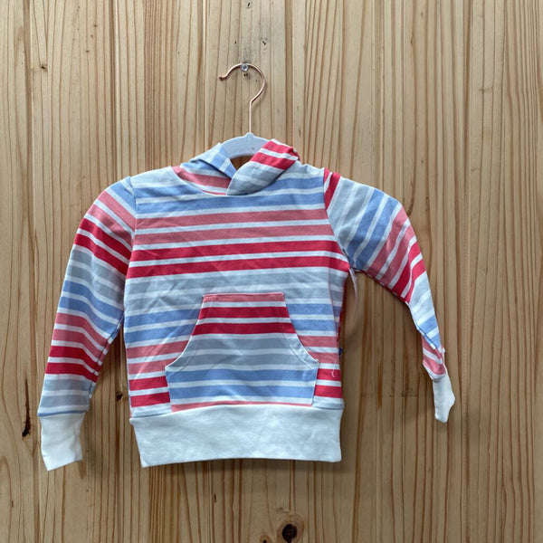 GIRLS KICKEE PANTS LS HOODED SHIRT LT PIK/WHITE/DK PINK/TEAL 12/18M