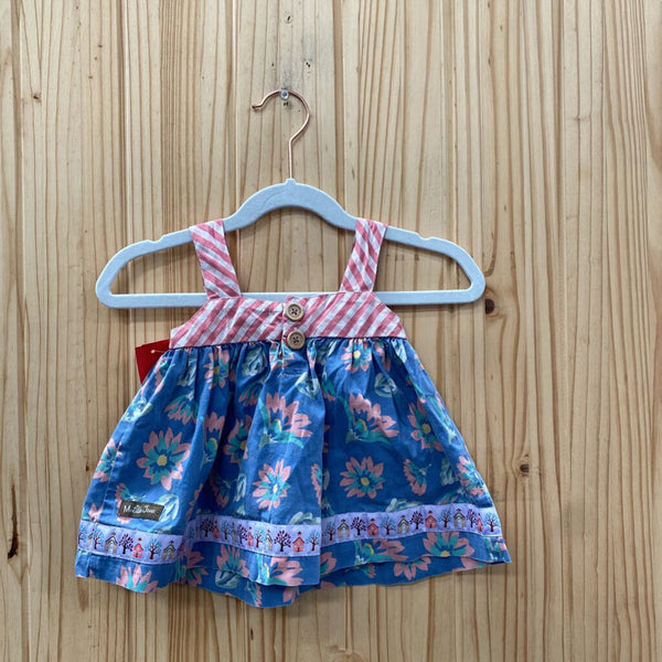 GIRLS MATILDA JANE SL DRESS PINK/MAUVE/BLUE FLORAL 12/18M