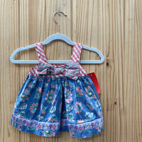GIRLS MATILDA JANE SL DRESS PINK/MAUVE/BLUE FLORAL 12/18M